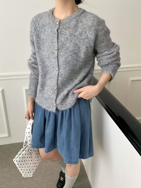 圆领毛衣外套女2025春秋冬新款宽松慵懒风上衣洋气外穿针织开衫女|undefined