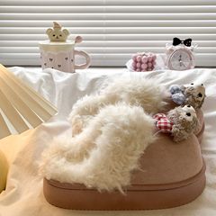 可爱雪莉玫包头半拖鞋女外穿2025秋冬新款一脚蹬厚底加绒勃肯棉拖