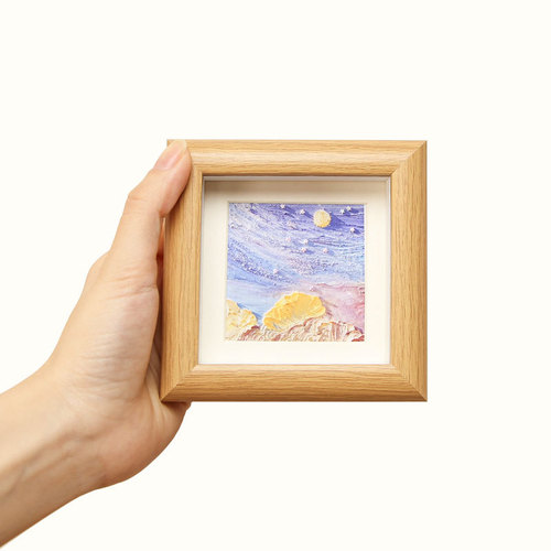 Hollow photo frame oil pastel mini square small photo frame wooden frame DIY outer frame children's works mounting watercolor painting