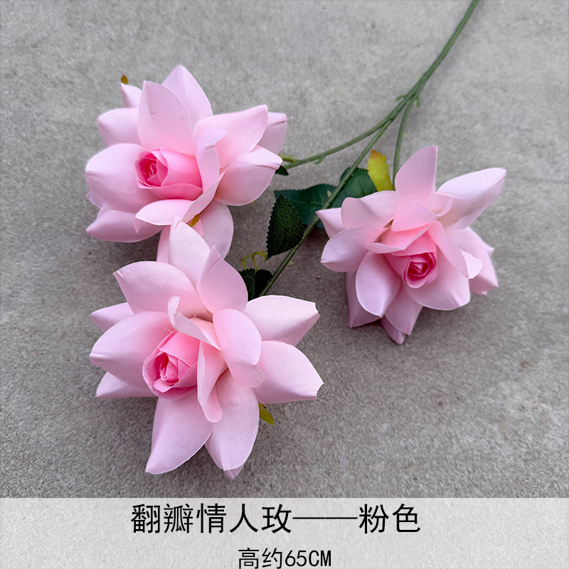 Nuevo 3 amantes Mei Flip Flores simuladas de boda Auditorio Road Flores falsas de la decoración de la sala de estar