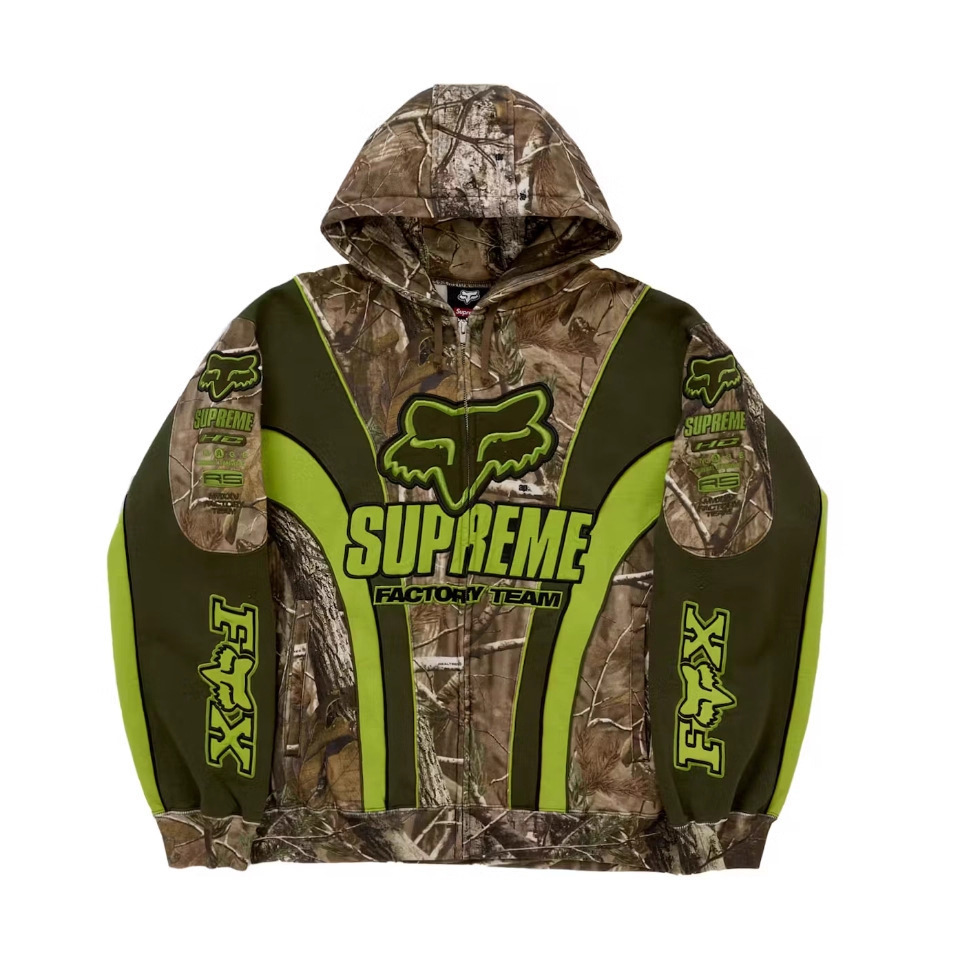 Factory Direct Supply Supreme×Fox Joint Camouflage Sweatshirt, Unisex Hooded Zip-Up Jacket Wholesale