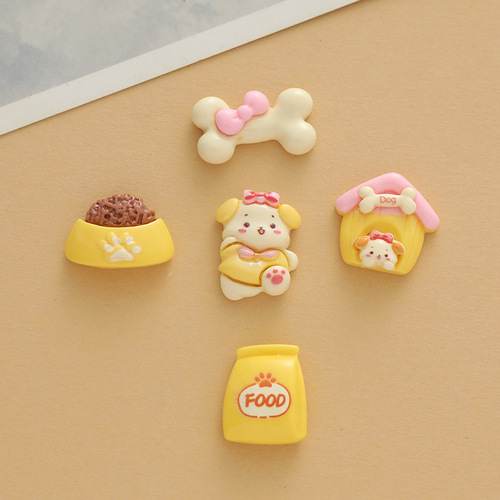 Glossy cartoon yellow doghouse diy cream mobile phone case resin accessories handmade hairpin head rope jewelry material package