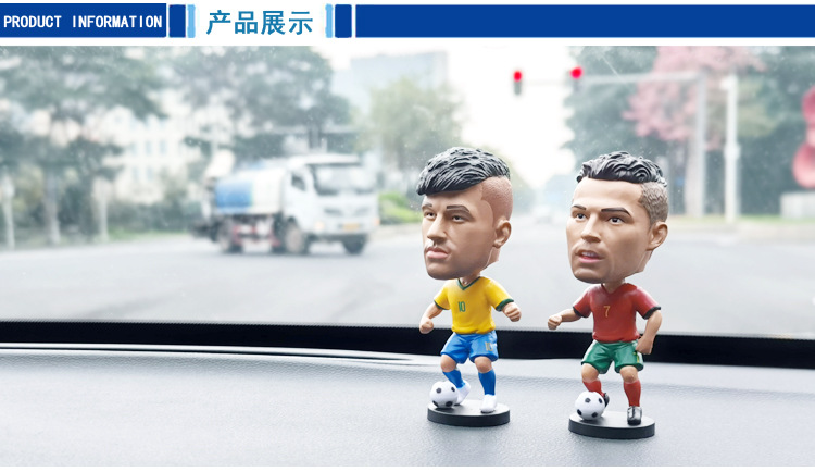 World Cup Football Star Figurines Car Ornaments Gifts for Boys Cristiano Ronaldo Haaland Spring-Loaded Bobblehead Dolls
