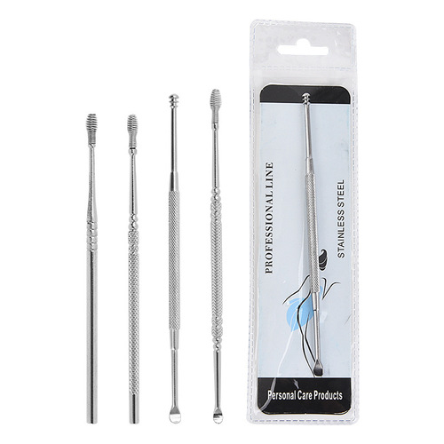 Wholesale Stainless Steel Double-Ended Ear Pick Tool Safety Ear Spoon Spiral Ear Scoop Spiral Ear Cleaner Spring Ear Scoop