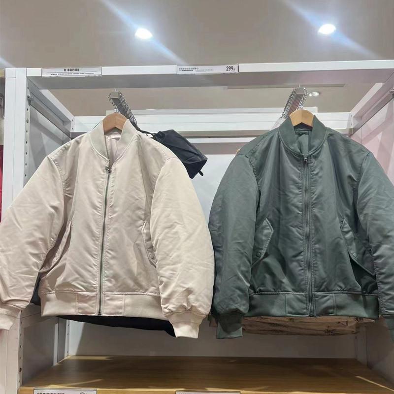 Women's Military Style Jacket Bomber Jacket Baseball Uniform Quilted Top Cotton Jacket E453617