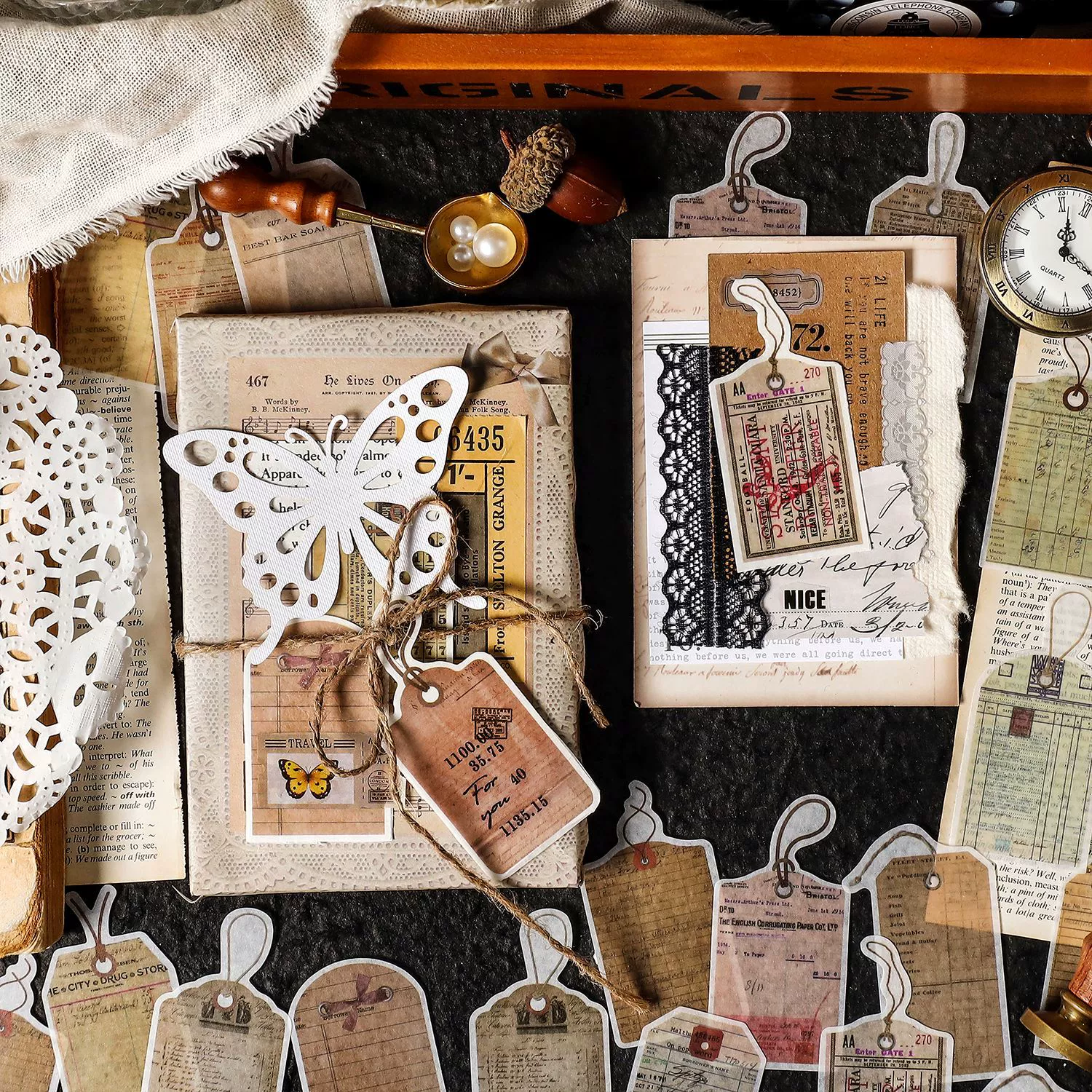 Infeel.ME Acacia Short Story и Paper Paper Paper Bags Vocal Botanical Handbook Material Decoration Patch