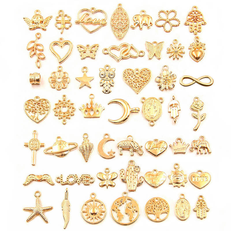 Ins wind 50 KC gold diy creative handmade bracelet necklace small pendant creative accessories accessories explosions