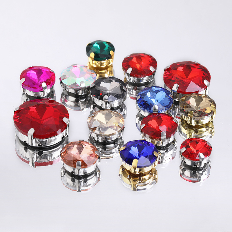 Diamante de gema de cuatro esquinas, diamante de garra de cristal, grueso con soporte inferior, diamante de imitación cosido a mano, vestido de cena, accesorios de decoración, diamante de garra