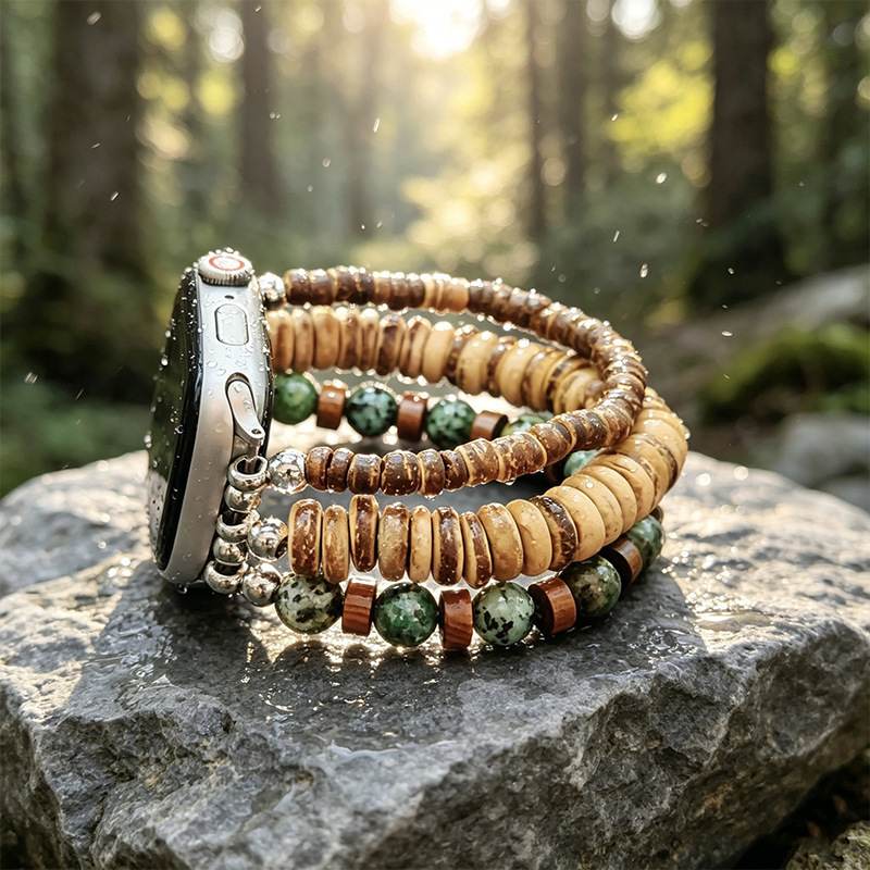 Suitable for Apple Watch S10, wooden beaded strap, vintage beaded bracelet, best-selling cross-border product Suitable for Apple Watch S10, wooden beaded strap, vintage beaded bracelet, best-selling cross-border product