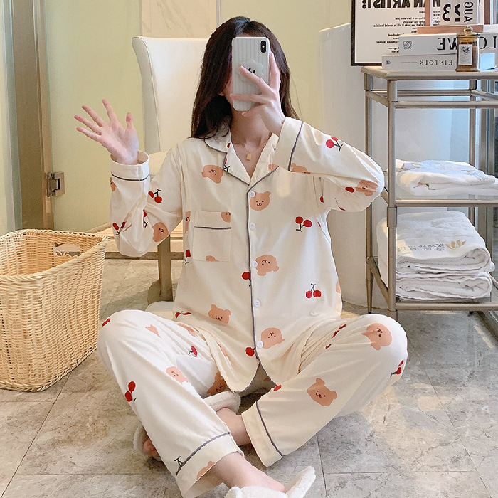 Pure Cotton Moon Clothing Spring and Autumn Pregnant Women's Pajamas Women's Summer Thin Postpartum Long Sleeve Sweat Absorbing Breathable Breast-feeding Suit