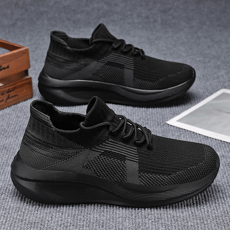 Zapatos de hombre 2025 verano gran tamaño pareja volando tejido transpirable zapatos deportivos casuales calcetines de moda coreana zapatos de moda con cordones