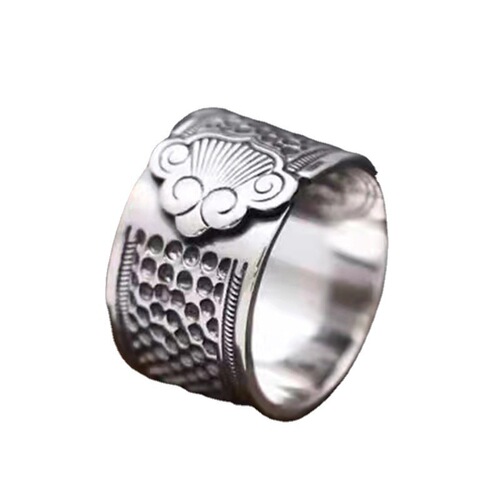 Retro auspicious cloud ring, men's trend anti-Thai silver open ring, men's single ring, auspicious and auspicious thimble ring