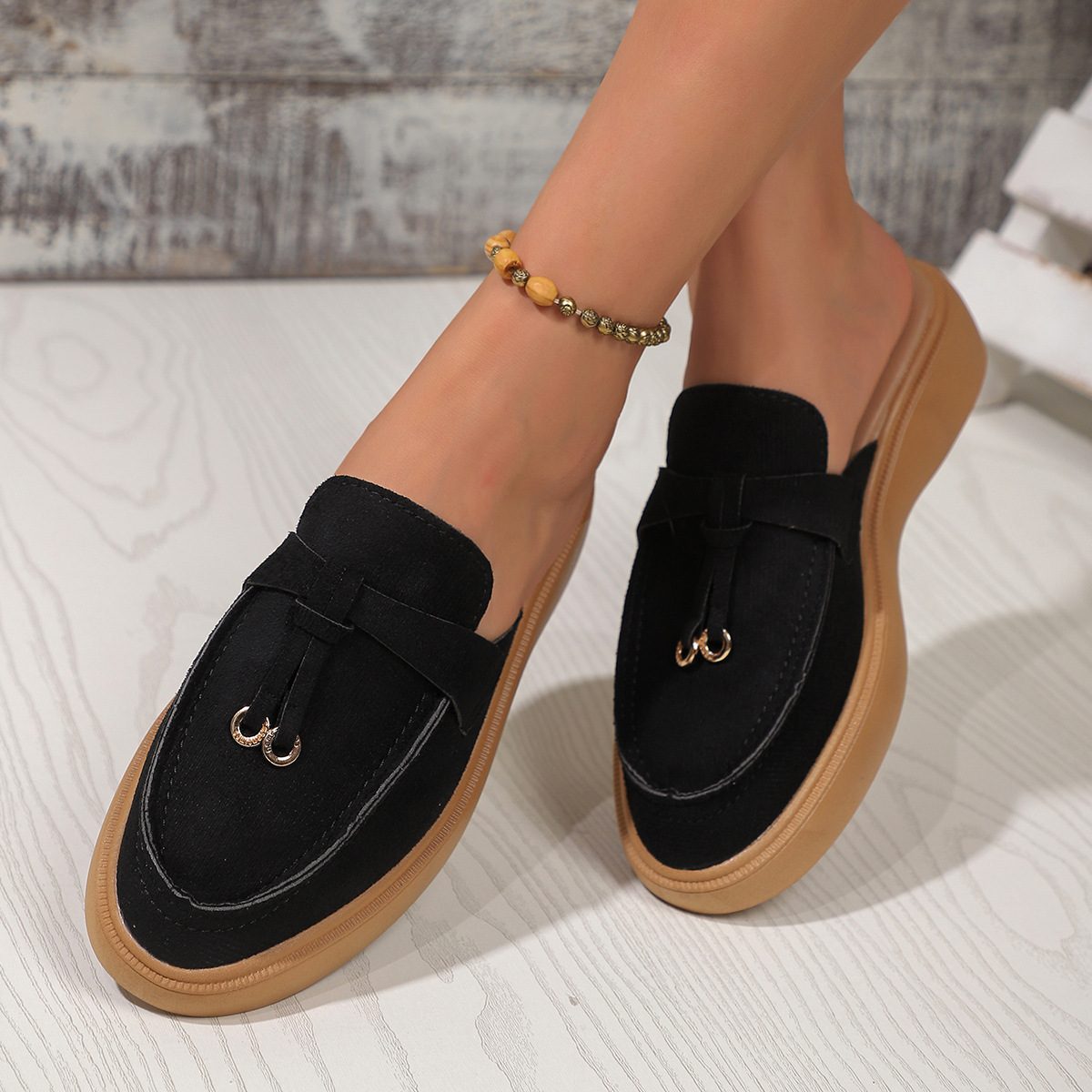 Half Length Plus Size Women's Slippers, Fashionable, Versatile, Flat, Comfortable, Thick Soled._voghion.com