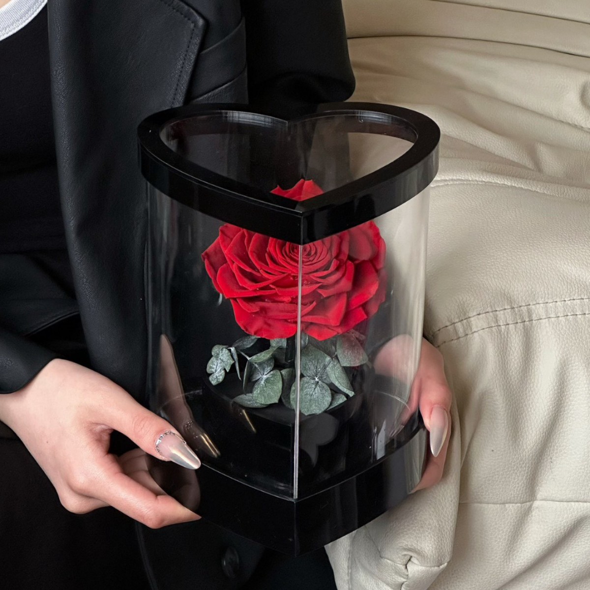 Flor de la vida eterna rosa gigante amor acrílico adornos de San Valentín para la novia esposa mejor amiga regalos de alta calidad