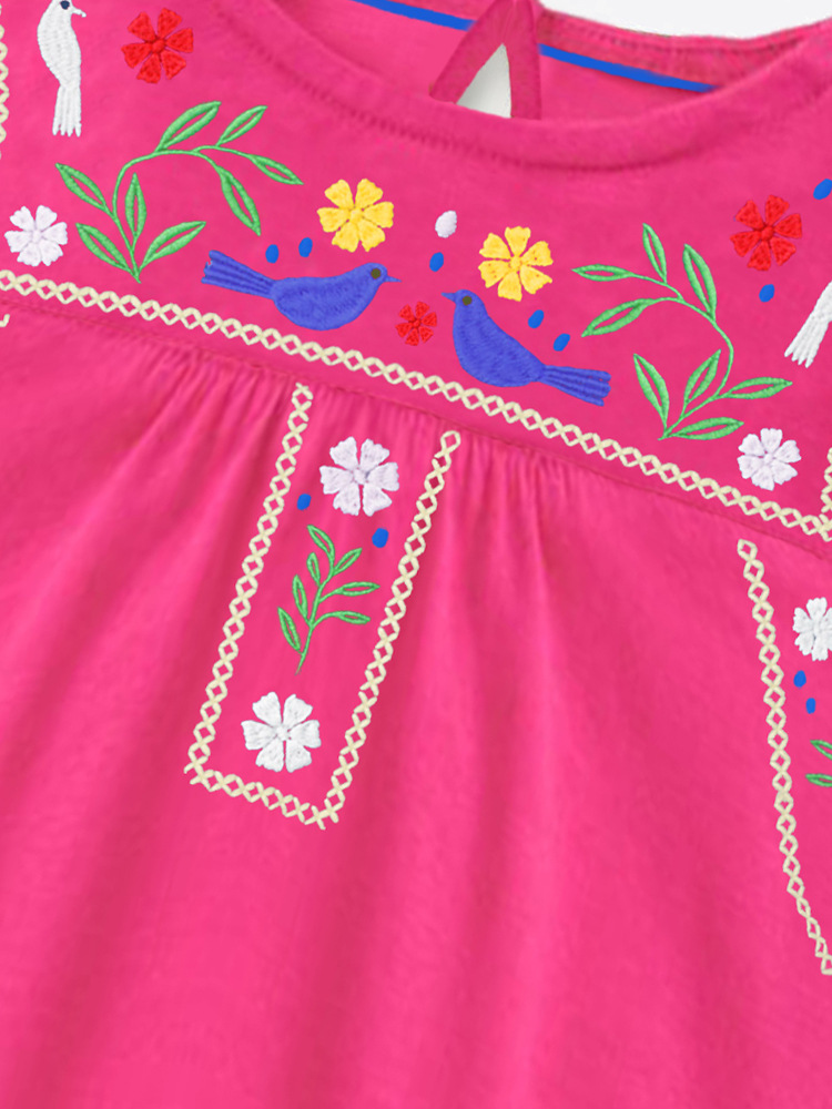 Vestido de verano de niñas, nuevo estilo europeo y americano, vestido de princesa de cuello redondo para niños, vestido casual para niños