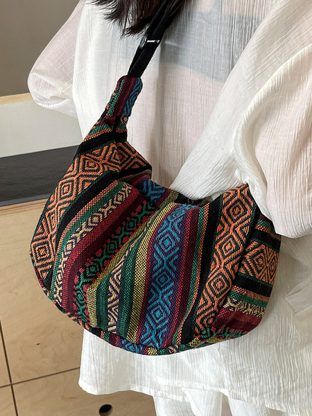 Capacious ethnic retro shoulder bag