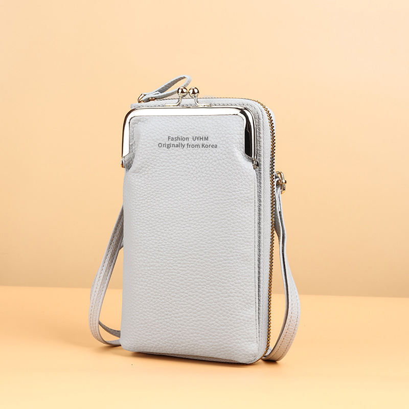 Nuevo bolso del teléfono móvil Bolso pequeño de las mujeres Cartera de cremallera vertical Patrón de lychee de moda japonesa y coreana Bolso bandolera multifuncional