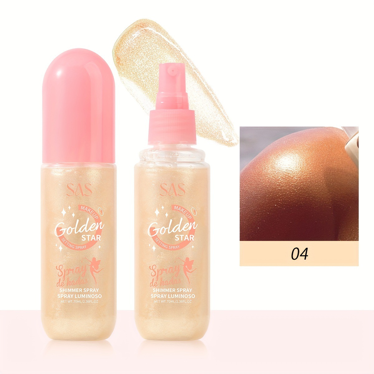 USHAS European and American Cross-border spot líquido de alto brillo corporal base líquida impermeable de larga duración brillo SAC019