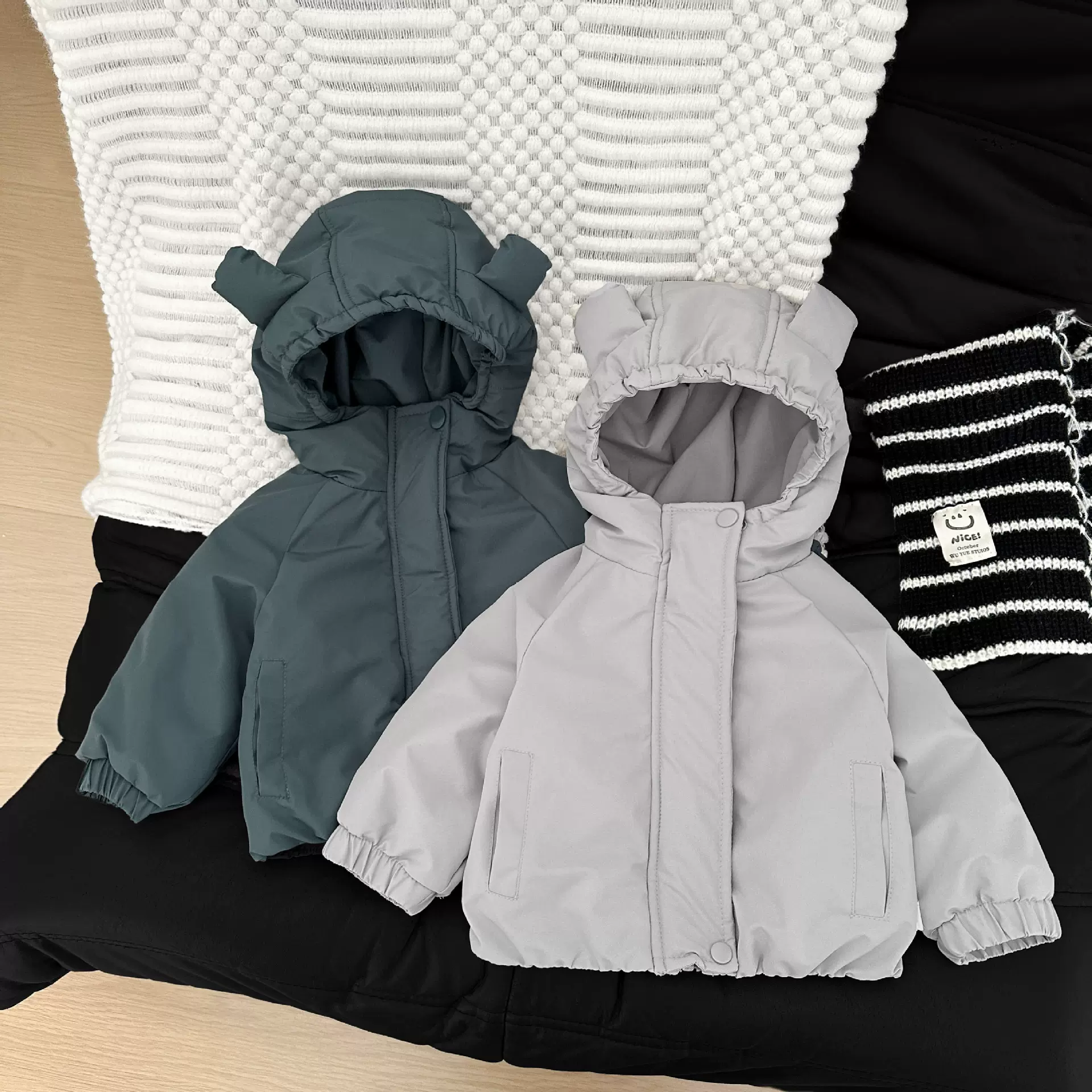 儿童可爱连帽棉服冬季韩系婴儿衣服加绒加厚棉袄宝宝防风保暖外套