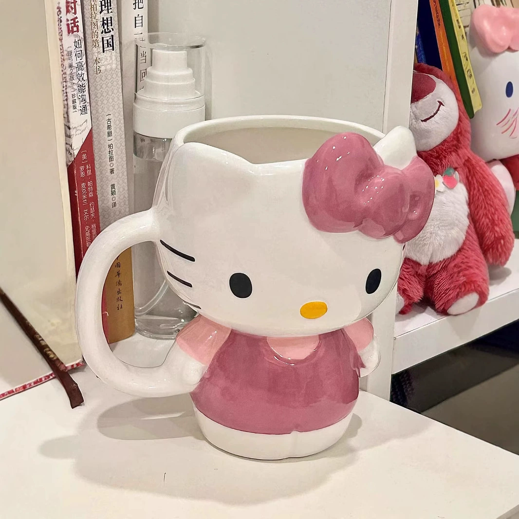 Керамическая кружка Hello Kitty Katie Cup, креативная кружка, мультфильм, милые девушки, водяная кружка, практичная, большой объем