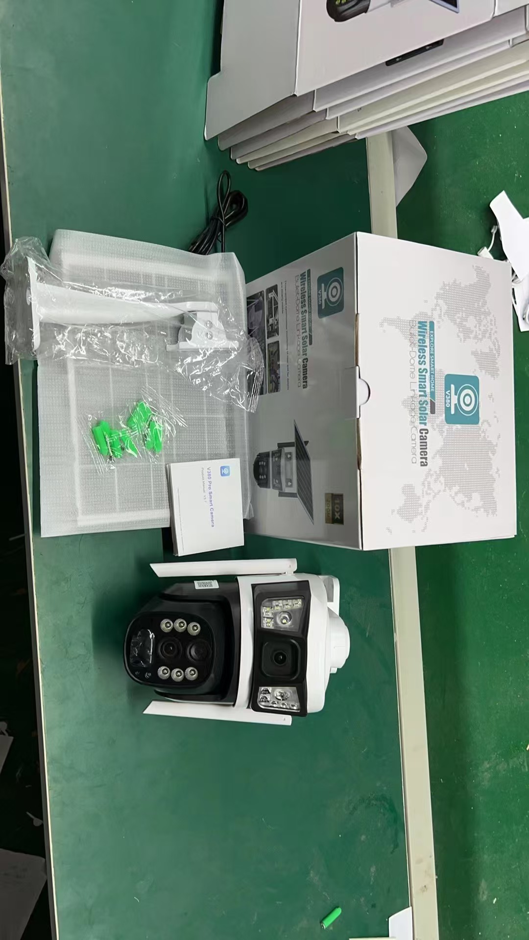 太阳能4G全景V380监控器无线手机远程室外双镜头枪球联动双