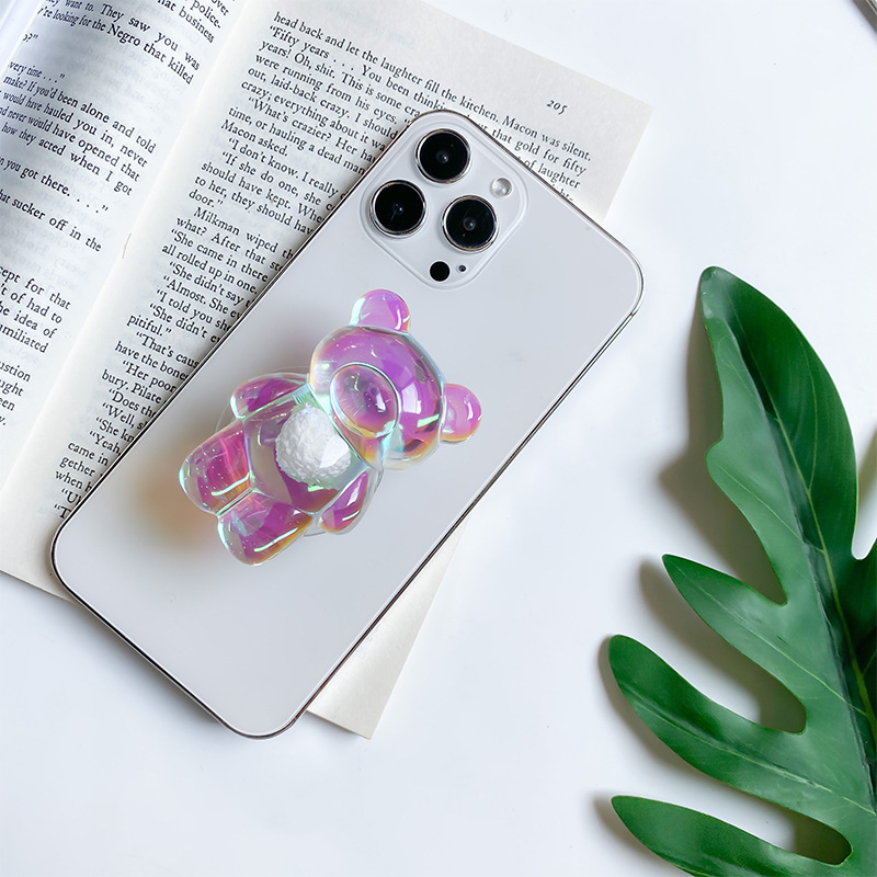Little Bear Phone Airbag Holder Creative Laser Adhesive Scalable Desktop Stable and Portable Korean Instagram_voghion.com