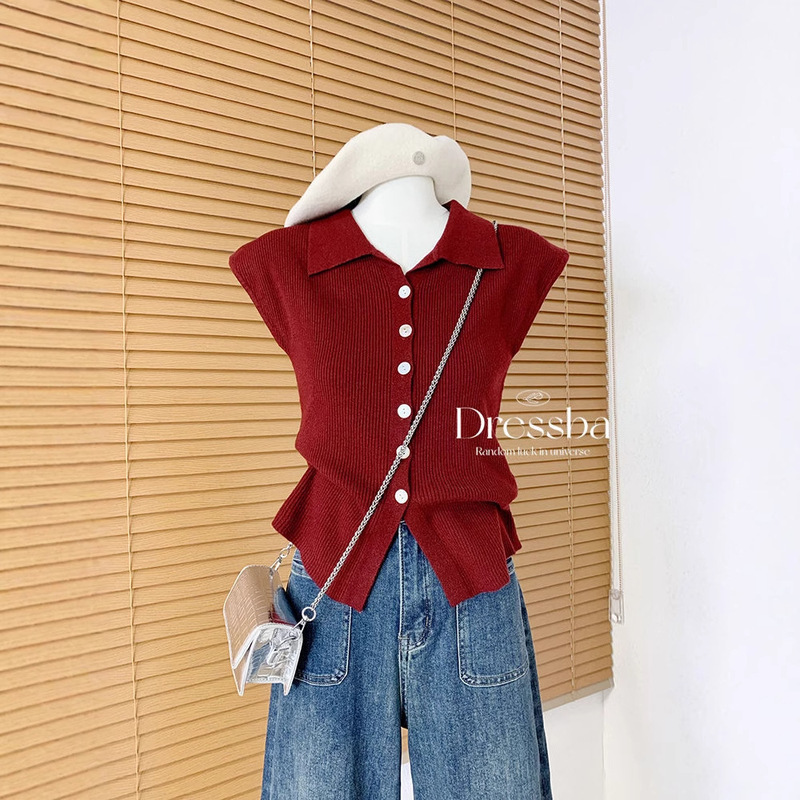 Solid Color Sleeveless Sweater Women's Summer Fashionable Elegant Slim-fit Slim-fit Outer Wearing Vest Unique Lel Popular Top