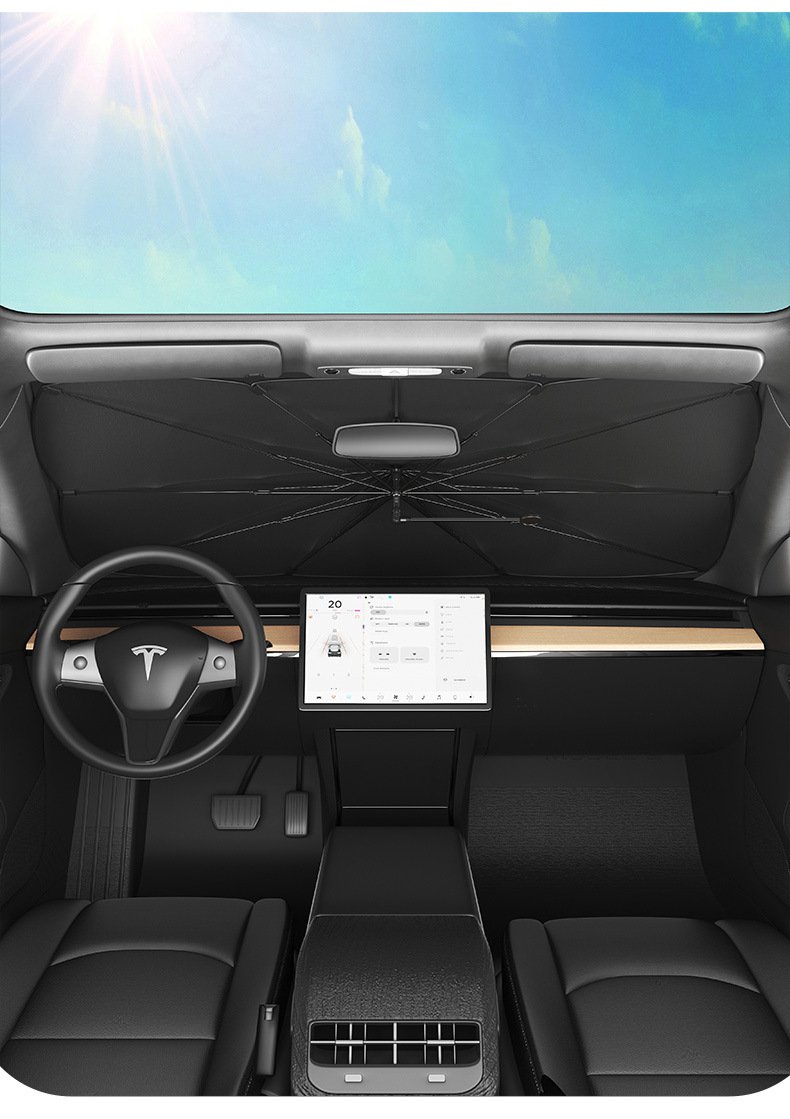 New upgraded curved-rod sunshade for car front windshield, summer-specific sunshade for heat insulation and sun protection