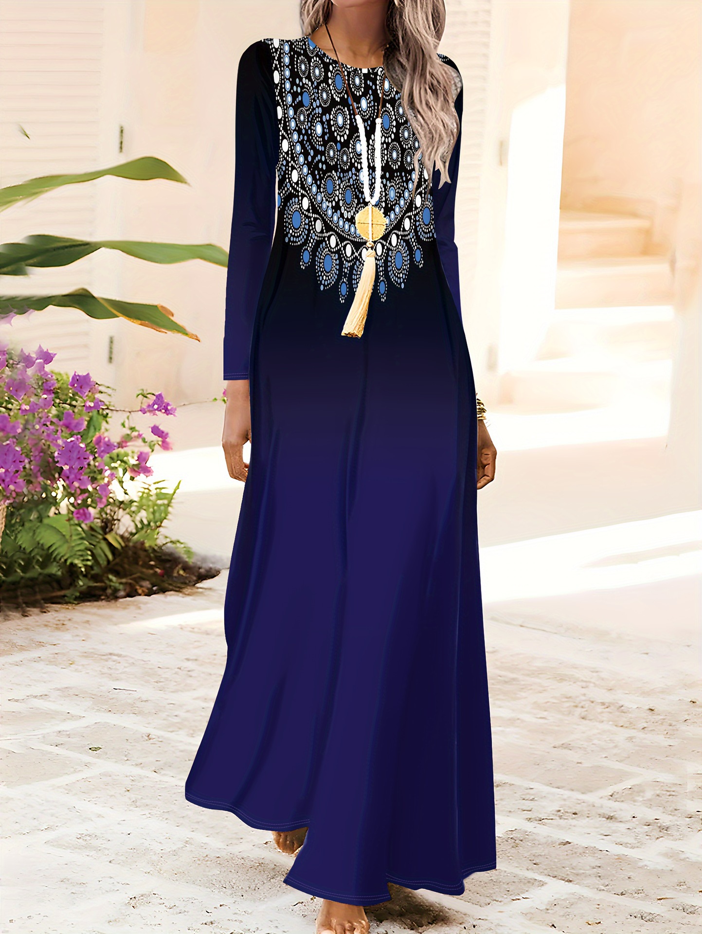Women's Butterfly Pattern 3D Digital Bohemian Style Printed Party Elegant Long Dress 2025 Cross-Border_ecoleips.com