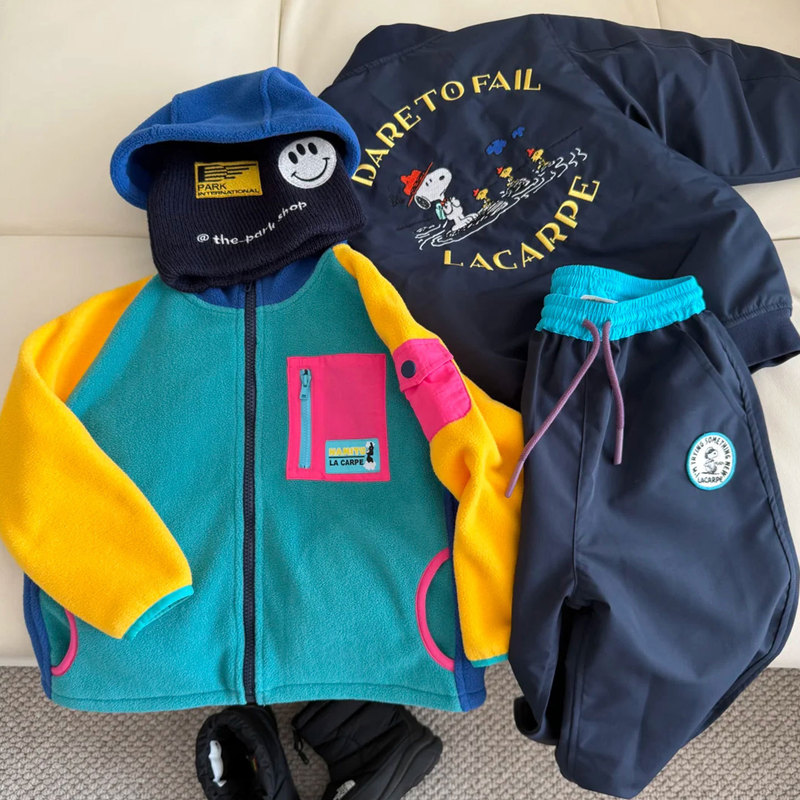 Boys' Outwears, Kidsren's Autumn and Winter Clothes 2025 New Color-Blocked Polar Fleece Jackets, Baby Girls' Warm Quilted Tops, Thick