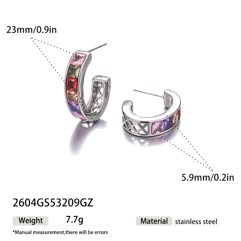 Taina Europa y los Estados Unidos fábrica de acero inoxidable transfronteriza directa venta caliente aretes de diamantes de color geométricos moda aretes de diamantes al por mayor