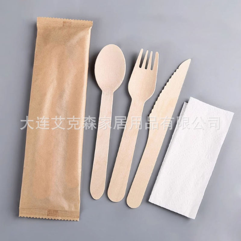 High-Quality Biodegradable Disposable Wooden Spoon, Knife, Fork, Napkin, Toothpick 160mm Picnic Set Tableware High-Quality Biodegradable Disposable Wooden Spoon, Knife, Fork, Napkin, Toothpick 160mm Picnic Set Tableware