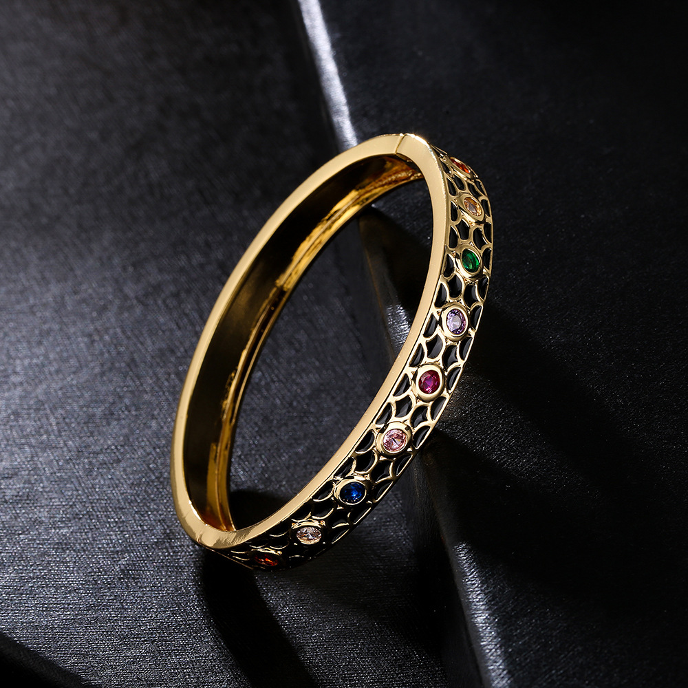 creative drip oil retro bohemian copper-plated 18K gold zircon bracelet