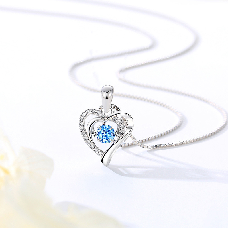 S925 plata collar inteligente en forma de corazón colgante de corazón femenino cadena de clavícula internet celebridad tiktok transmisión en vivo