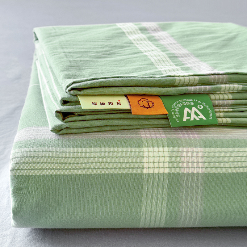 Sábana gruesa de algodón crudo de una sola pieza, juego de tres piezas de sábana individual y funda de almohada de algodón original para dormitorio de estudiantes de verano, nuevo modelo 2025.