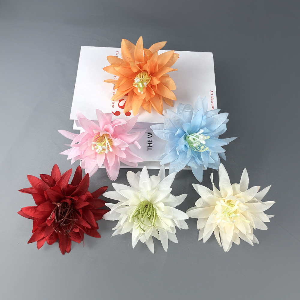 Simulación de flores de crisantemo de garra grande DIY guirlandas hechas a mano gorra gorra gorra gorra accesorios de crisantemo de garra de cangrejo pared de flores fotografía