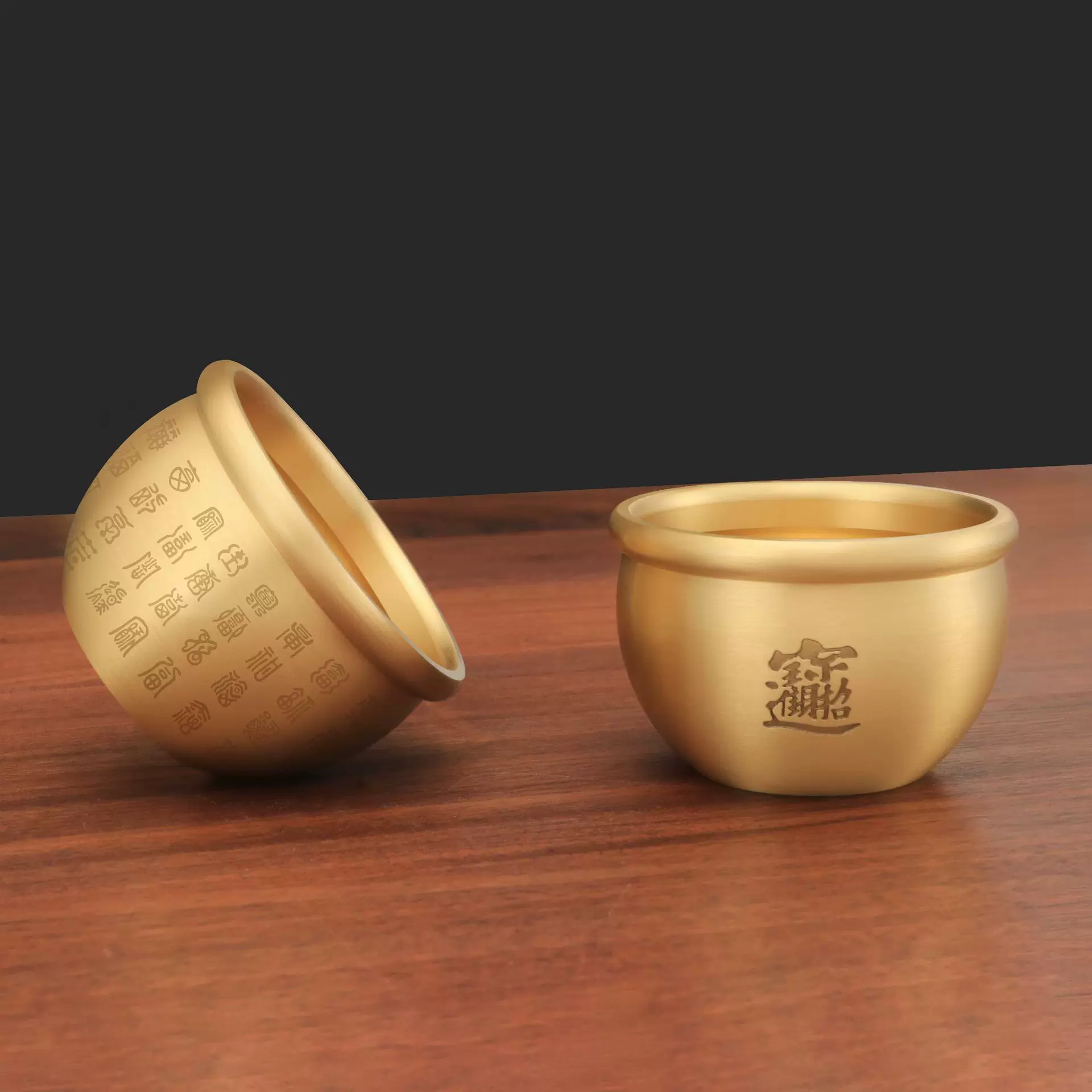 铜缸 居家装饰风水摆件百福缸百福杯纯黄铜米缸烟缸灰聚宝盆批发
