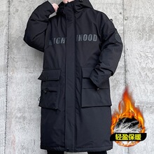 棉服男中长款工装防寒服潮2025秋冬季加厚连帽棉衣宽松过膝大衣
