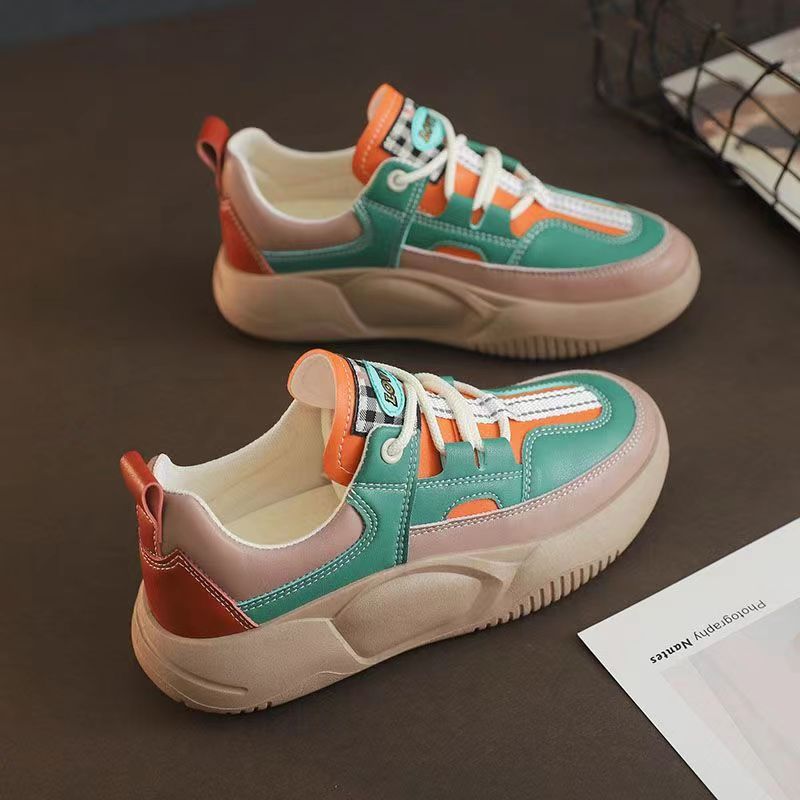 Damen Leder Casual Board Sneaker Mit Dicker Sohle Für Alltag_voghion.com
