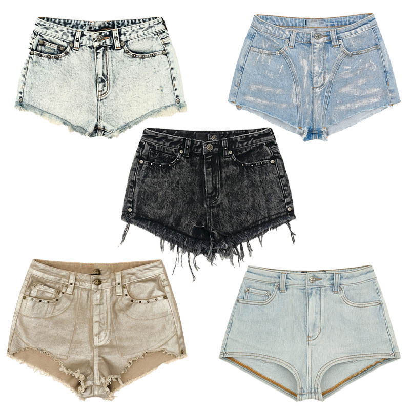 Smfk Mustang Classic Motorcycle Denim Shorts with Rivet Decoration, Mid-Waist Hot Pants, 24 New Styles Women's Summer Shorts Collection Smfk Mustang Classic Motorcycle Denim Shorts with Rivet Decoration, Mid-Waist Hot Pants, 24 New Styles Women's Summer Shorts Collection