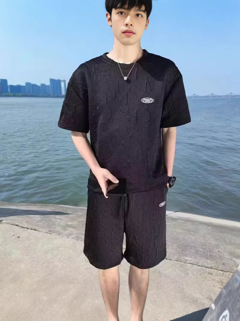 Camisas menos ropa deportiva set hombre de verano mangas cortas camisetas de baloncesto pantalones cortos casuales de dos piezas set de tendencia coreana