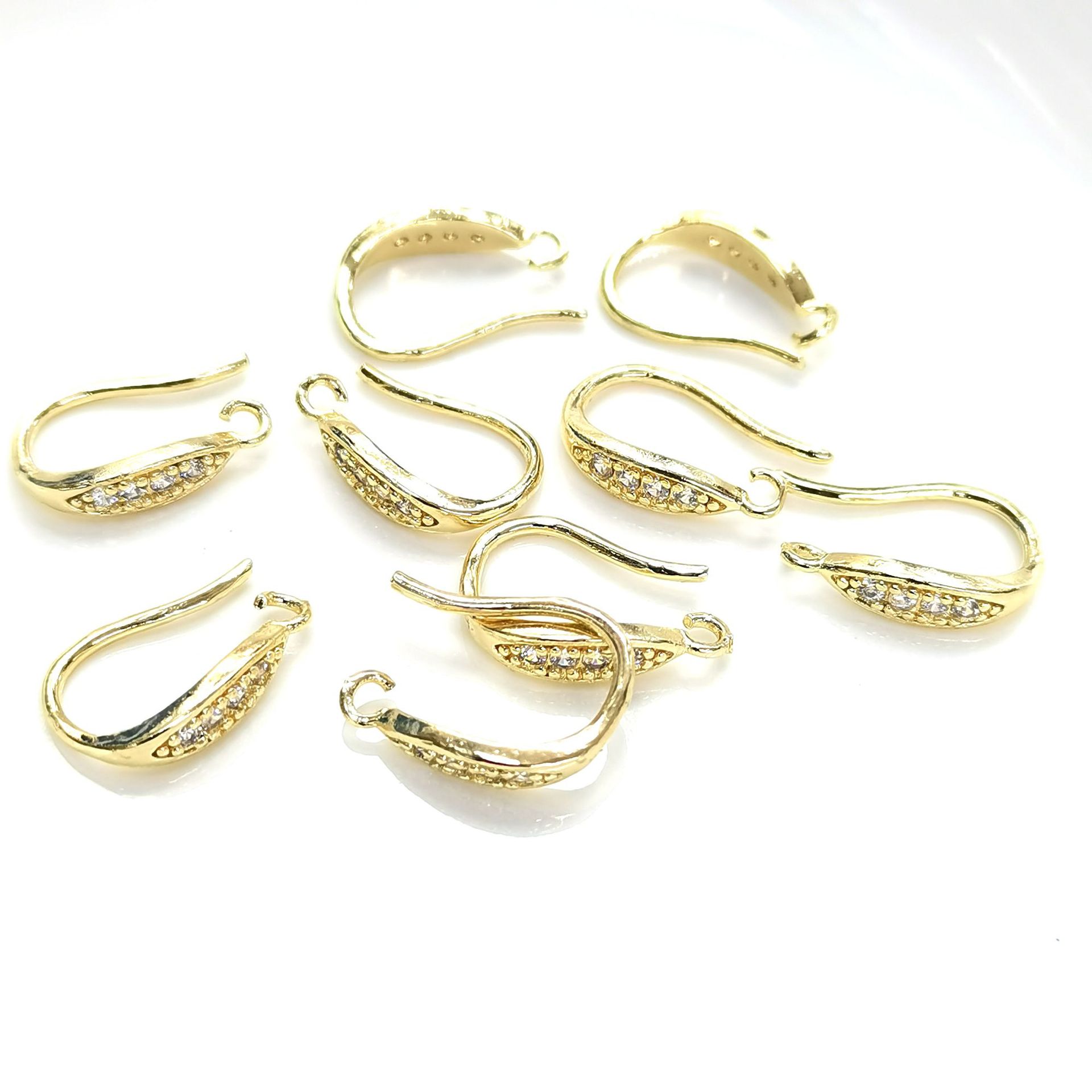 Zircon Inlay Material DIY Jewelry Accessories Classification 10 PCS/Package Quantity 10 PCS/Package 15mm Copper Zircon 14K Gold Plated 18K Gold Plated U Shape Hook Earring Findings