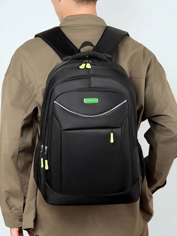 Logotipo de impresión de gran capacidad para hombres, mochila de viaje al aire libre, mochila de moda para estudiantes de secundaria y secundaria.