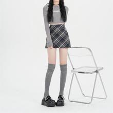 微胖mm复古格子短裙女冬季加厚毛呢格纹半身裙高腰显瘦百搭A字裙