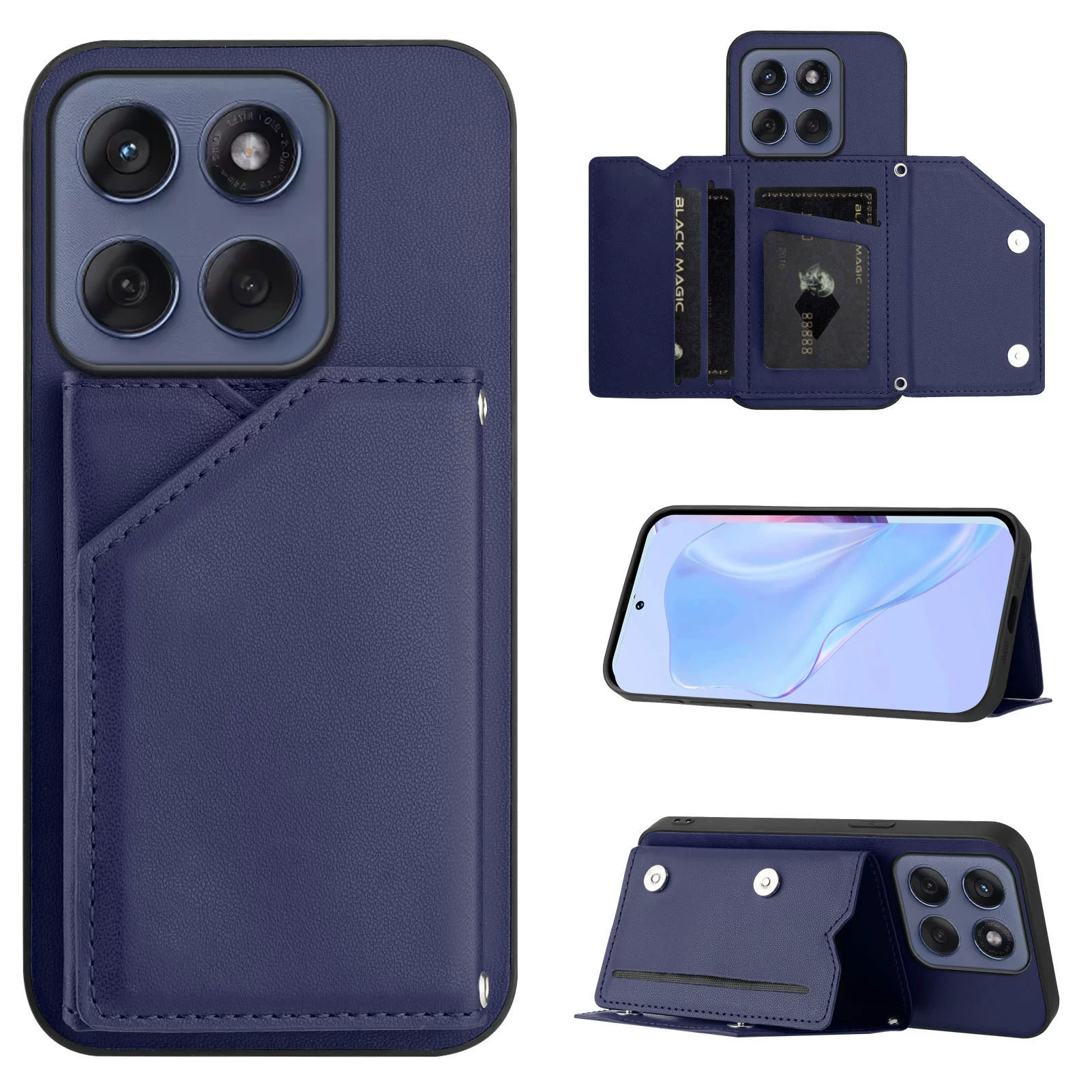 [Корпус для Google Pixel 9A/Moto Edge 60 Stylus однотонный кожаный чехол с инсий/кросс]