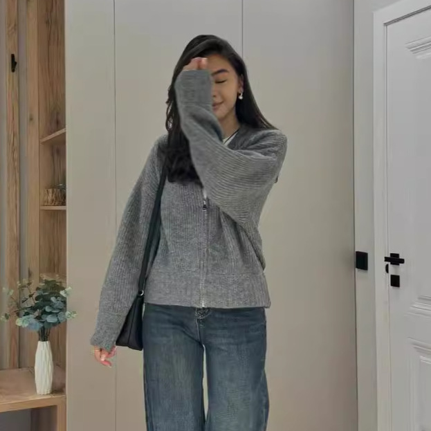 2024 otoño nuevo estilo europeo y americano Amazon ropa de mujer transfronteriza estilo relajado coreano delgado cardigán chaqueta de punto image 4