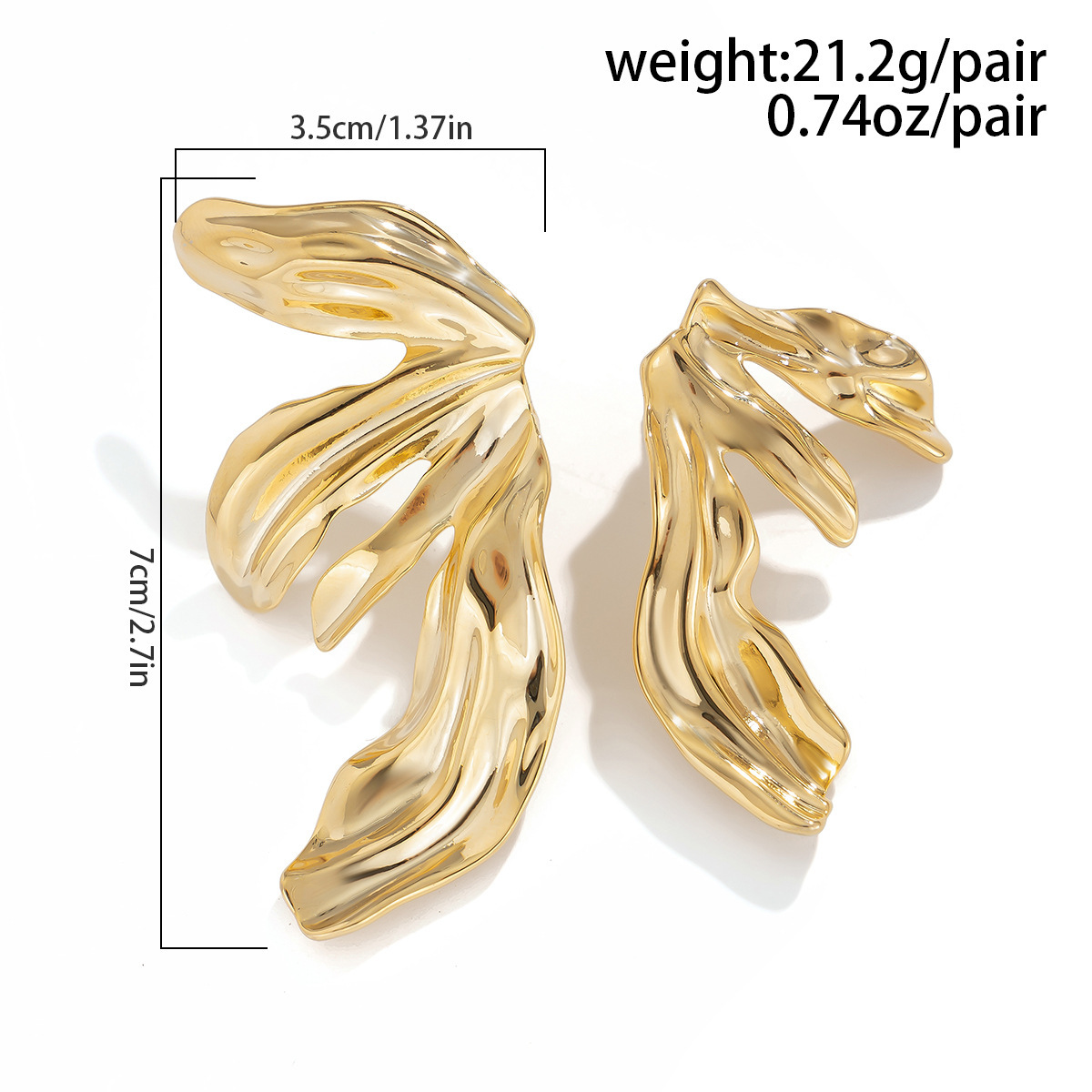 13g Weight Alloy Ear Needle Material Ear Studs Classification 1 Pair Quantity Date, Tea Party Occasion Alloy Material Flower Pattern Women's Gender Plating Design Exaggerated Style 1 Pair Exaggerated Flower Plating Alloy Ear Studs 4