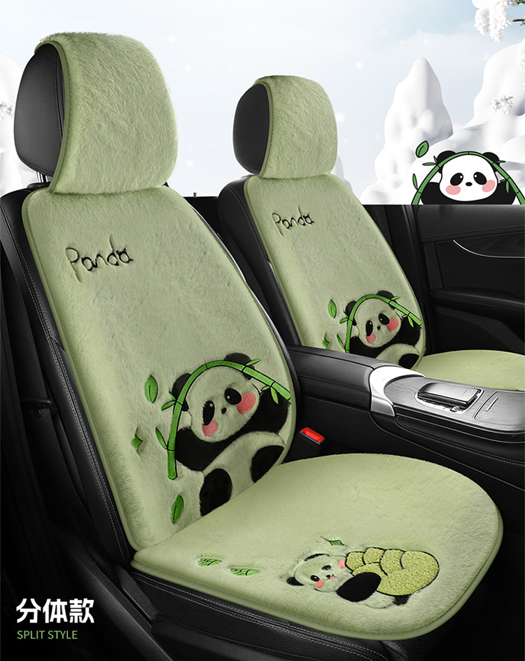 Car Seat Cushion Soft Plush Winter Plush Cute Panda Cartoon Goddess Car Half-Cover Seat Cover Non-Slip Car Mat
