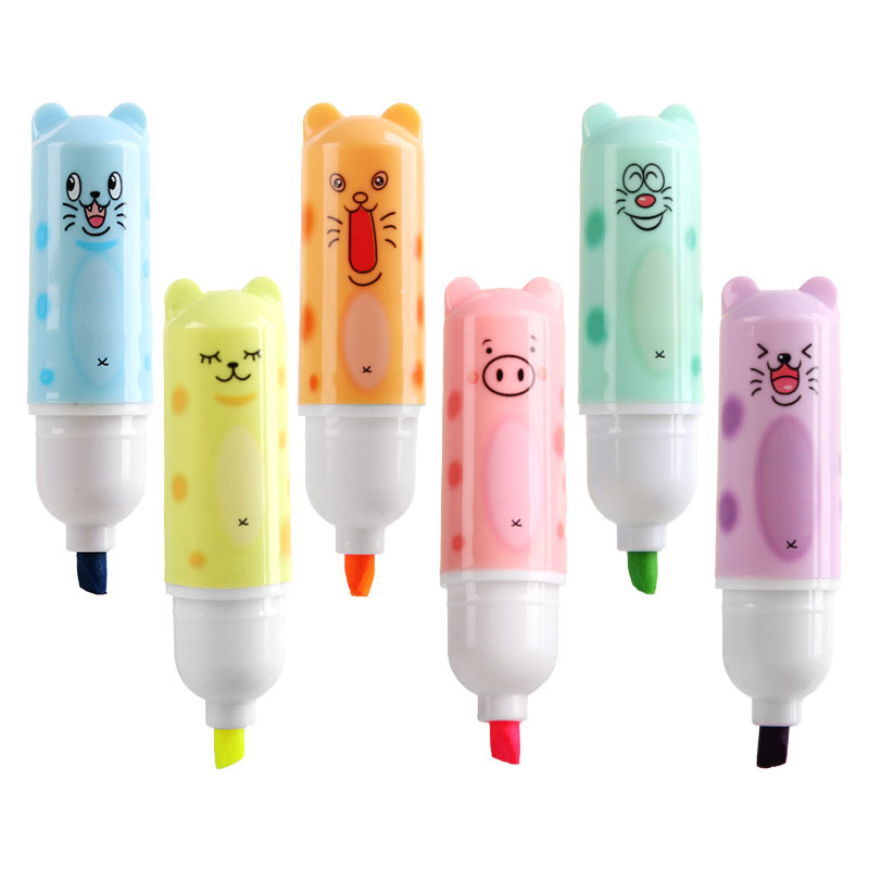Resaltador de gato, lápiz de punto clave de dibujo de color de alto valor para estudiantes, cabezal oblicuo, marcador de mano, protector de ojos, marcador de color