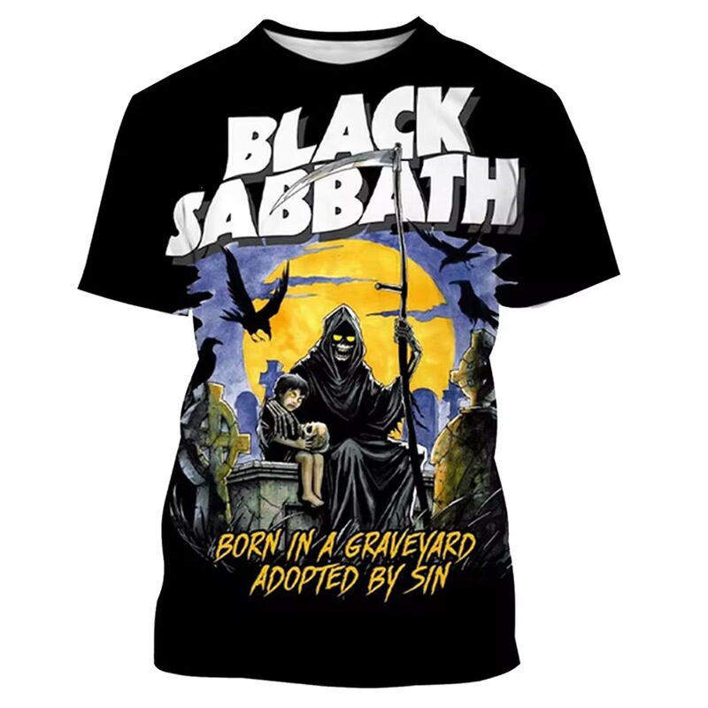 Summer fashion black Sabbath men's t-shirt 3D printed hip-hop casual cool short-sleeve top for everyday comfort